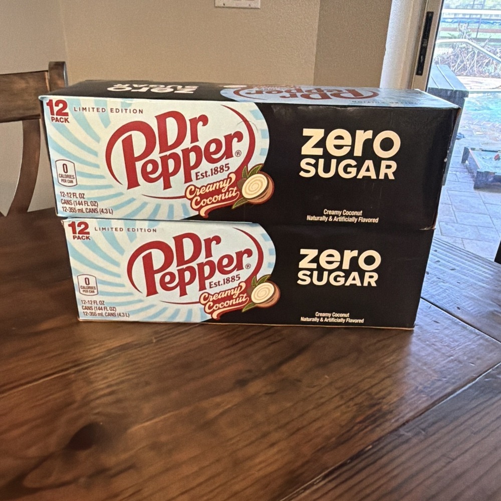 *2 Pack*‎ Dr Pepper Creamy Coconut Zero Sugar LIMITED EDITION 12 Cans each